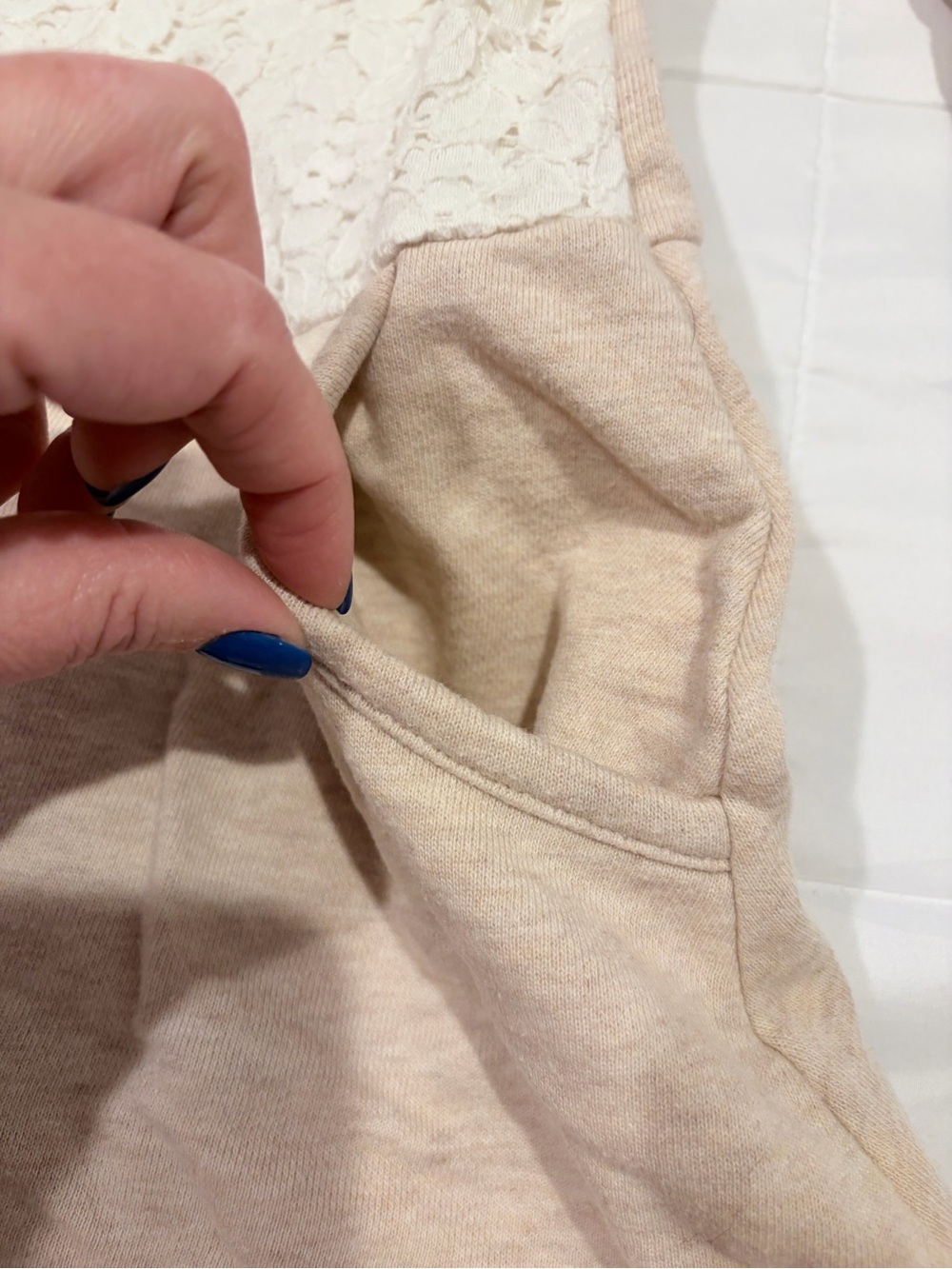 Cherokee Cream Lace-Front Raglan Dress - Picture 5 of 6